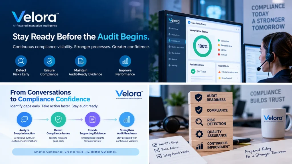 Contact center audit readiness with Velora AI compliance monitoring