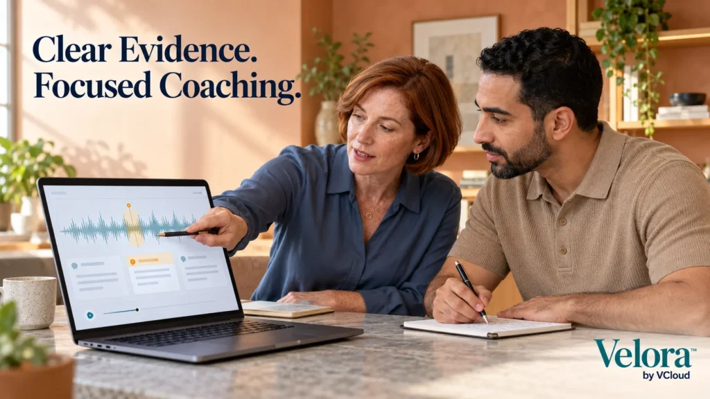 QA professionals reviewing call evidence to guide agent coaching