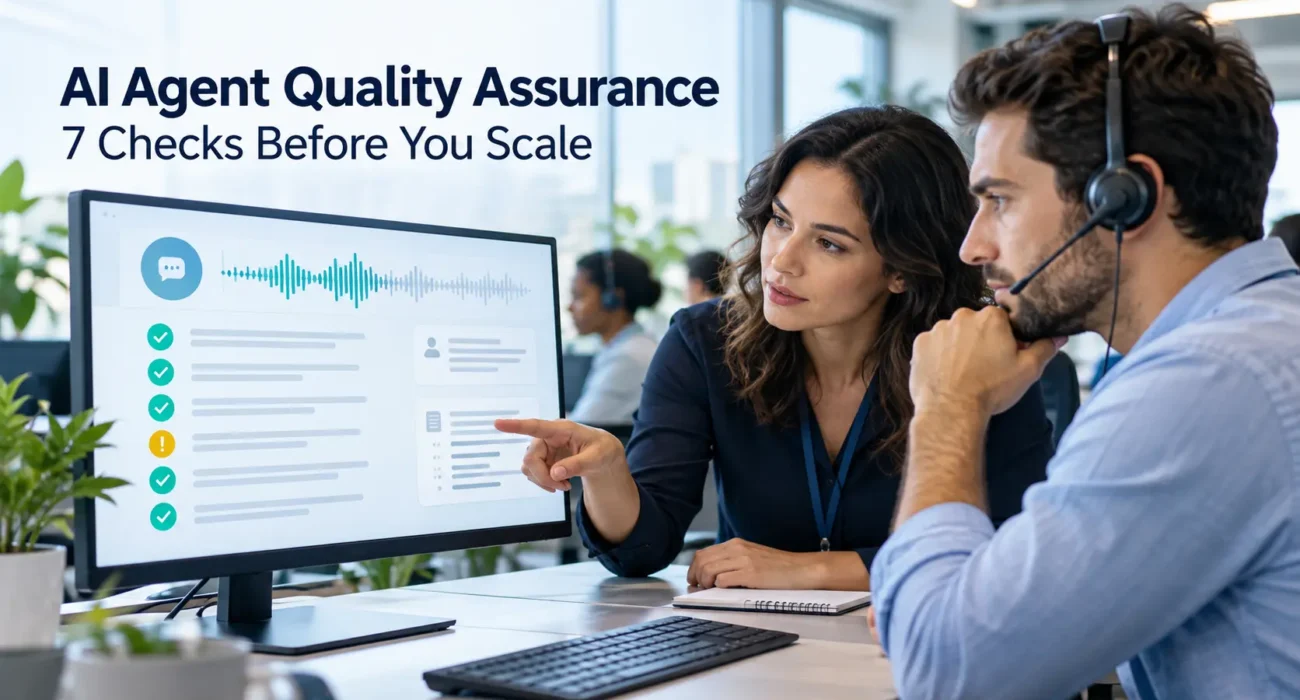 Quality assurance team reviewing AI agent conversations and assessment results before scaling.