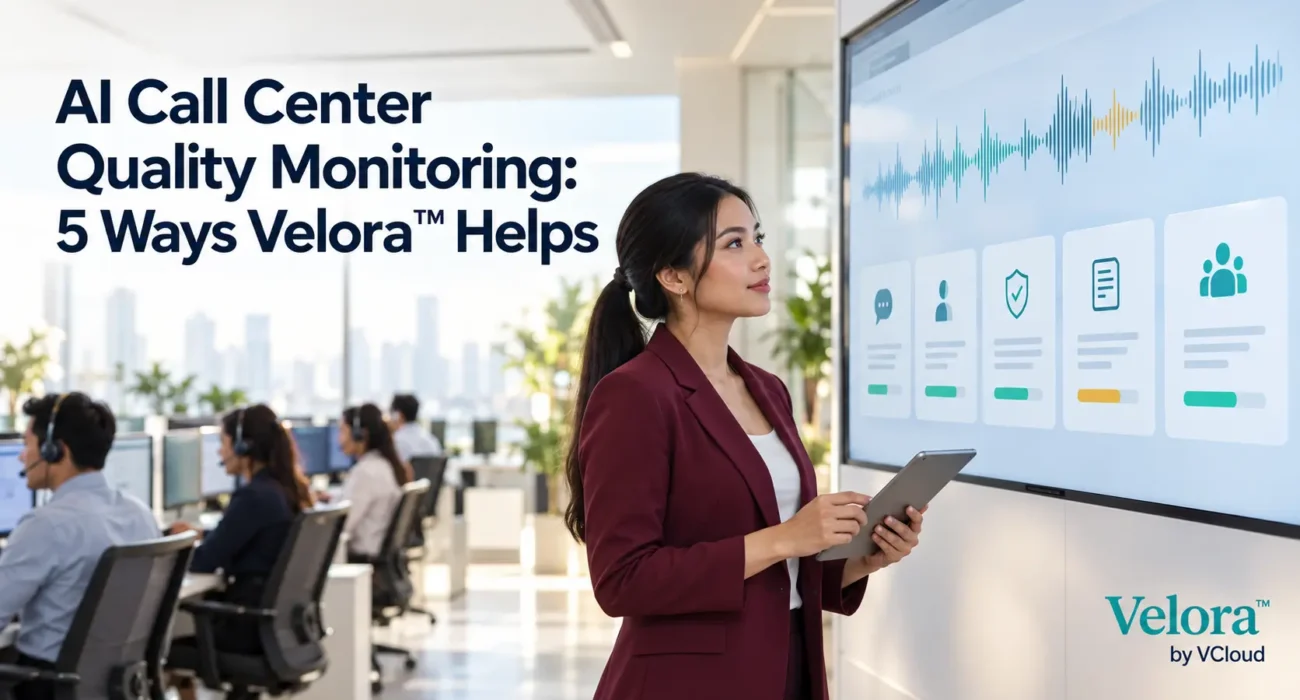 Quality director reviewing AI call center quality monitoring assessments