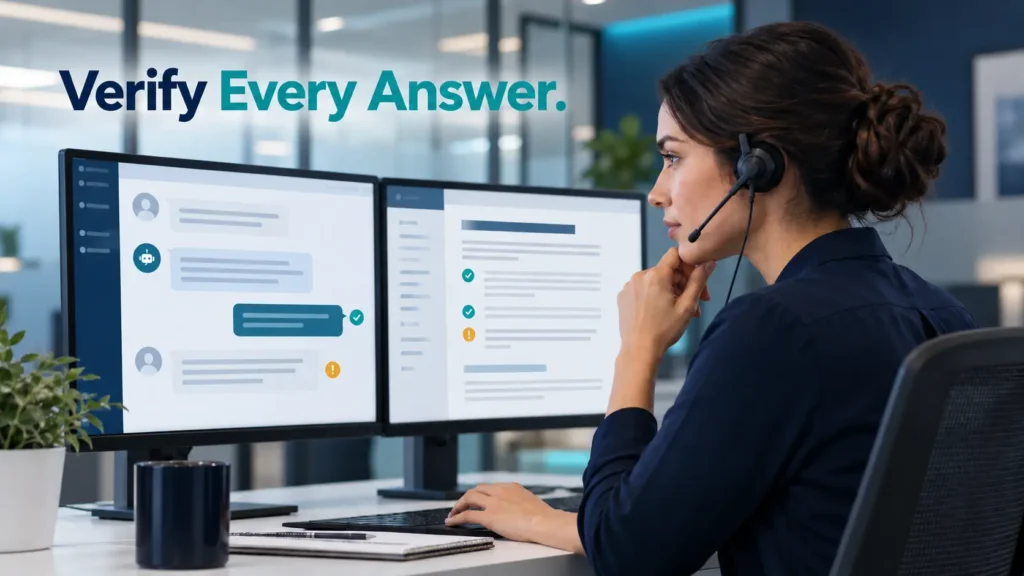 Support agent and QA lead reviewing an AI escalation requiring human oversight